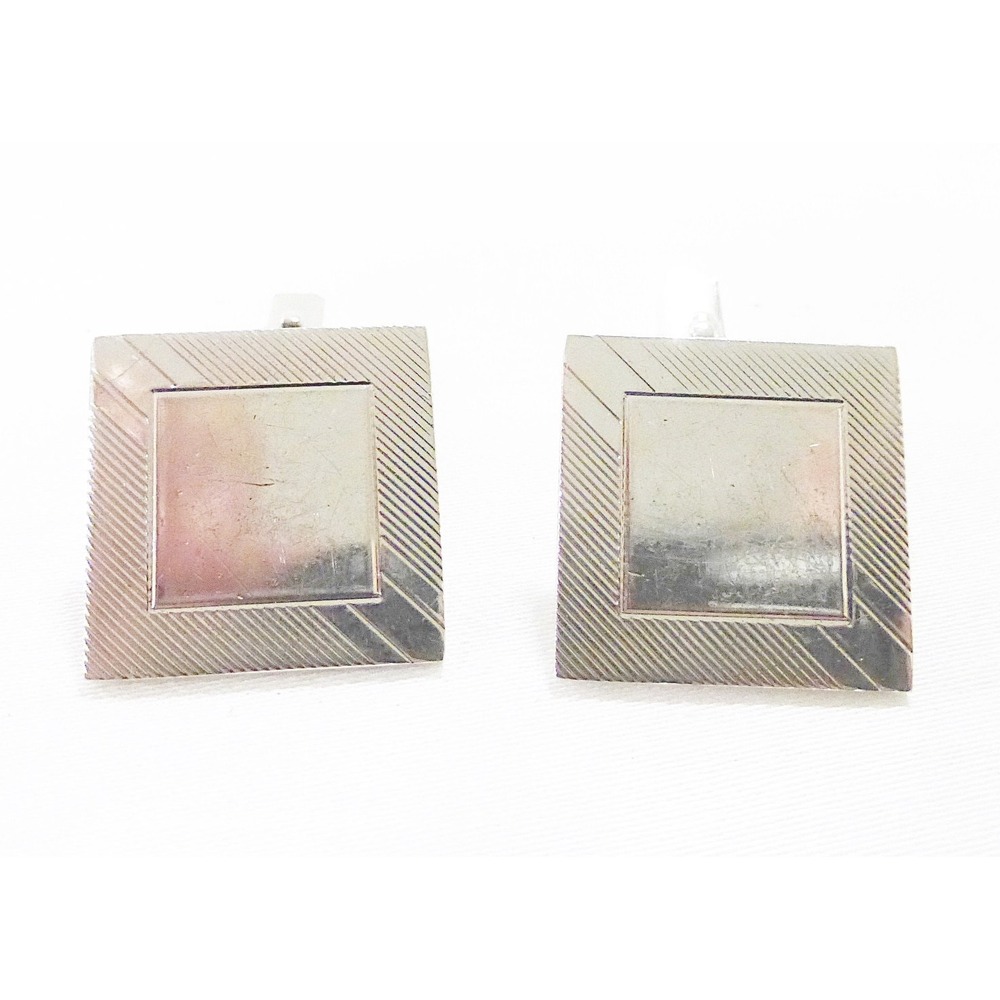 Vtg Swank cufflink silver tone square men accessories preppy